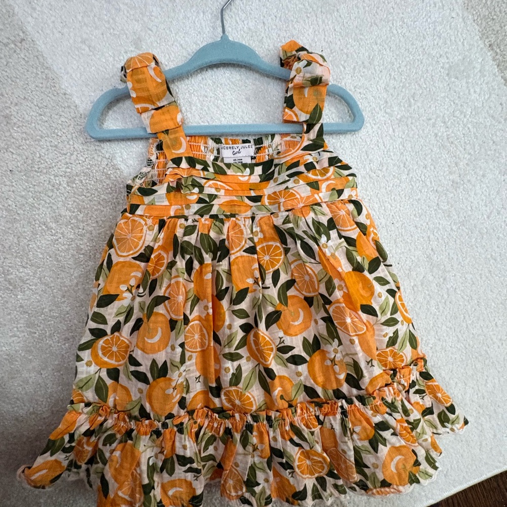Sincerely Jules Orange and Green Smocked Dress